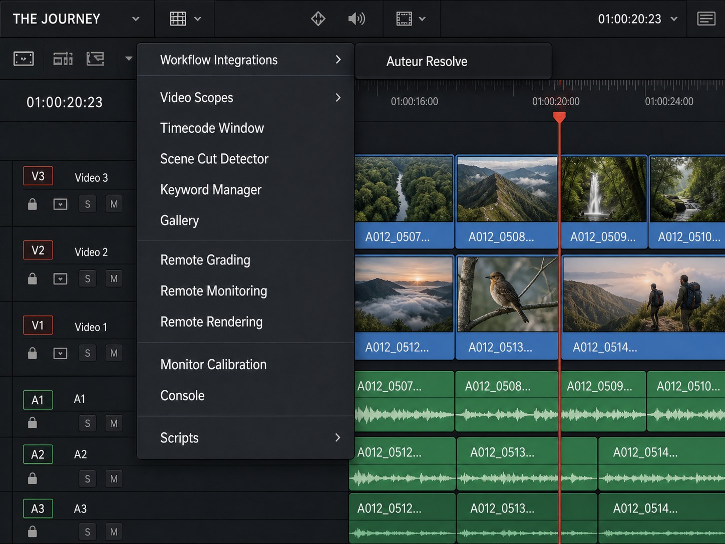 Workspace, Workflow Integrations, Auteur Resolve: the plugin lives in Resolve's own menu